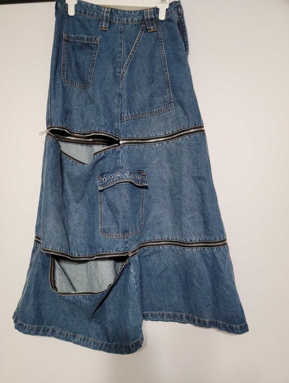 Hot Topic Social Collision Zip-Off Denim Cargo Maxi Skirt S Nwot / C3 - Picture 5 of 7